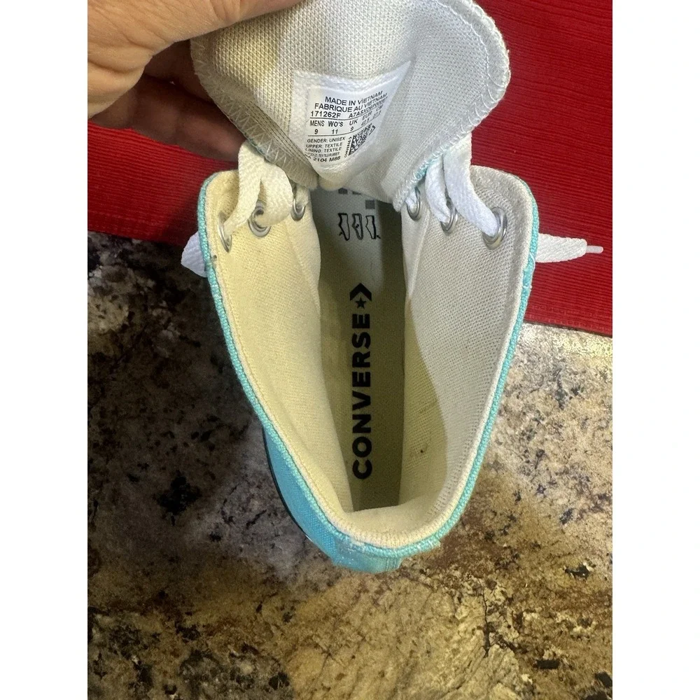 Converse Chuck Taylor All Star Turquoise High Top Canvas Sneakers M-9/W-11 - Picture 9 of 11